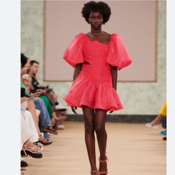 Aje Dresses & Skirts - Aje Orange Puff Sleeve Mini Sundress